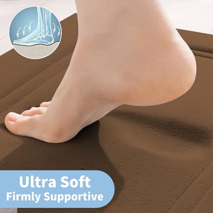 Cupic Cupid Memory Foam Bath Mat 24"×16", Non Slip Bathroom Rugs, Brown - color: Brown, size: 1'4" x 2' (16" x 24")