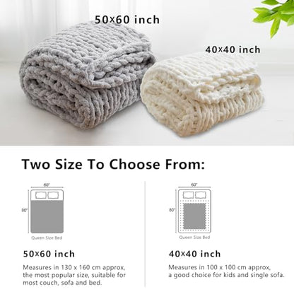 WESHIONGOO Chunky Knit Blanket Throw for Couch Bed 40"×40" Brown - color: Brown, size: 40"x40"(Small Size Throw)