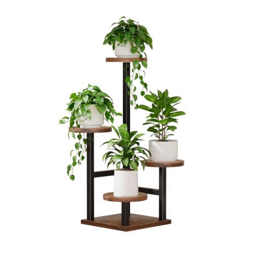 Yzosvki Plant Stand Indoor Tiered Corner Plant Shelf for Indoor Plants - color: Rustic Brown, size: Round
