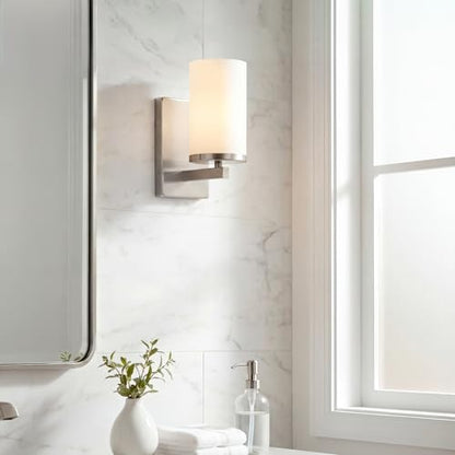 Kichler Crosby 9.25" 1-Light Wall Sconce Light, Brushed Nickel - color: Brushed Nickel, size: 1 Light, style: Satin Etched Cased Opal Glass