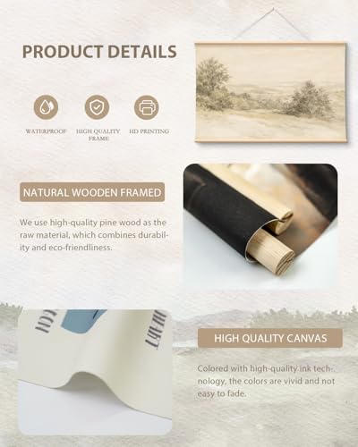 VIYYIEA Extra Large Canvas Wall Art - Soft Watercolor Landscape, 54x36 Inch - color: Soft Watercolor Shrubland