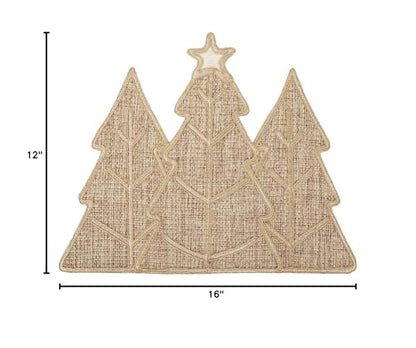 Feuille Burlap Farmhouse Winter Placemats Set of 4 Christmas Tree Holiday Placemats for Table Decorations - style: Christmas Tree
