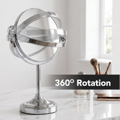 OVENTE 7" Tabletop Magnifying Makeup Mirror, Polished Chrome MNLCT70CH1X7X - color: Polished Chrome, size: 13.3"L x 6.5"W, style: Non-Lighted