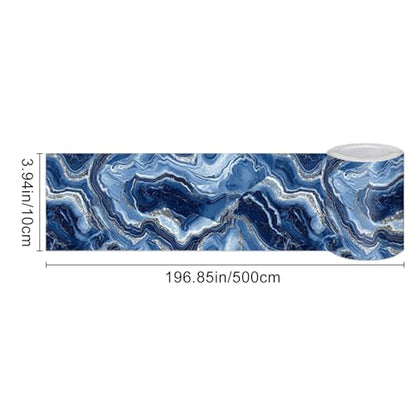 HOMETITUTE Peel and Stick Wallpaper Border 4x196in Navy Agate Pattern - color: Blue