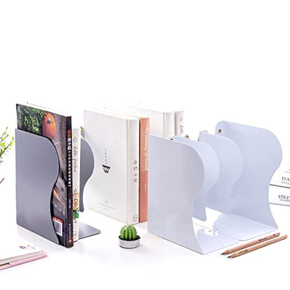 Adjustable Bookends Metal Book Ends for Heavy Book Holder Heavy Duty Bookends Nonskid Bookcase Desktop Book Organizer Binder Holder - color: Simple Grey