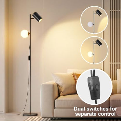 Modern Reading Floor Lamp with 3-Color Dimmable LED, 63" Tall - color: Black