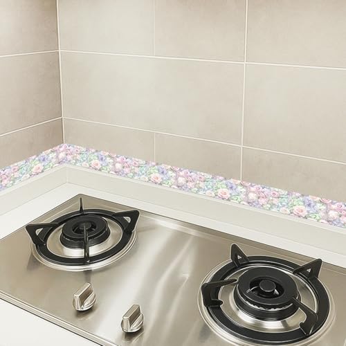 HOMETITUTE Peel and Stick Wallpaper Border 4x196in Pastel Rose Pattern - color: flower