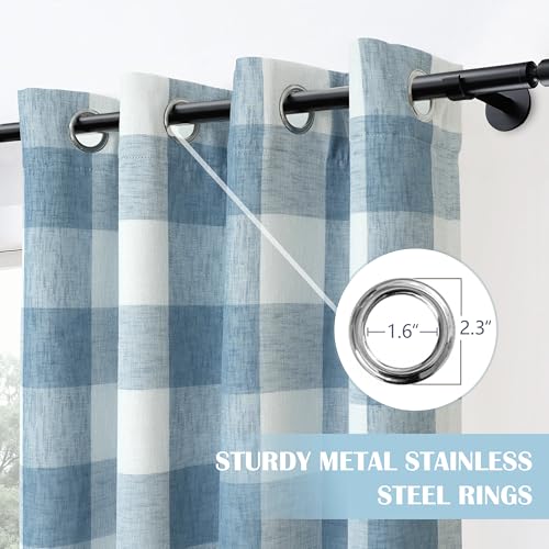 DriftAway Buffalo Plaid Blackout Curtains 2 Panels W52 x L90, Dusty Blue - color: Woven-dusty Blue, size: 52"W x 90"L (Pack of 2)