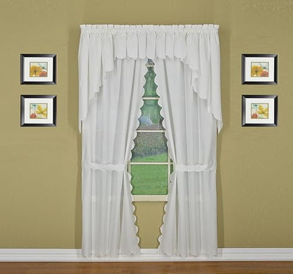 Today's Curtain, AMZ Orleans Scallop Curtain, White 38" Swag Pair, 60" W x 38" L, White - color: White, size: 60"W x 38"L (Pack of 1)