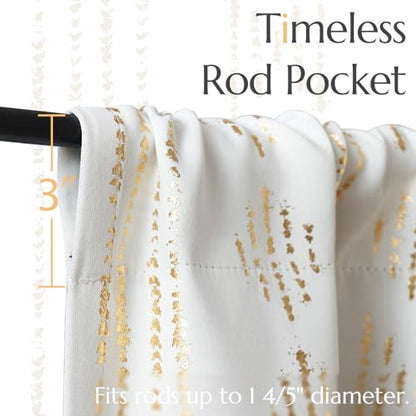 jinchan Striped Window Valance 16 Inch Modern Boho 1 Panel Gold on White - color: Boho| Gold on White, size: 52"W x 16"L (Pack of 1)