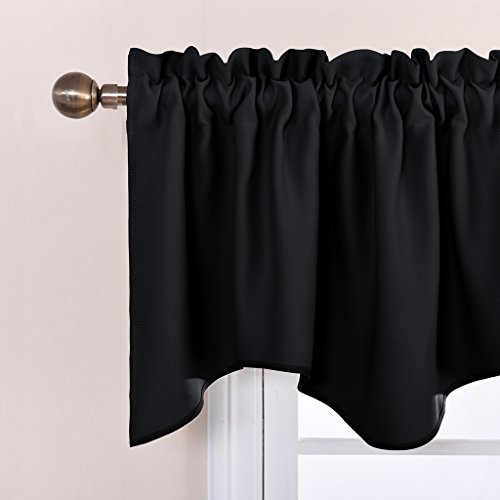 NICETOWN 2 Panels Black Kitchen Blackout Valances for Windows, 42W x 18L - color: Black, size: 42"W x 18"L (Pack of 2)