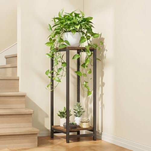 2-Tier Tall Plant Stand Indoor, Small Square Side Table for Home - size: 2-Tier