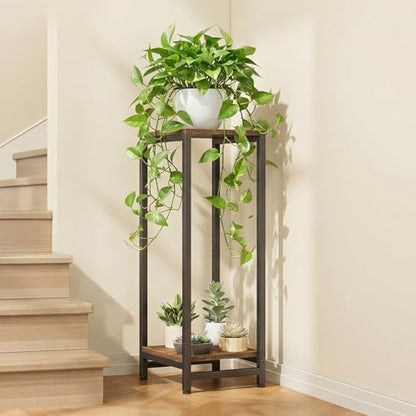 2-Tier Tall Plant Stand Indoor, Small Square Side Table for Home - size: 2-Tier