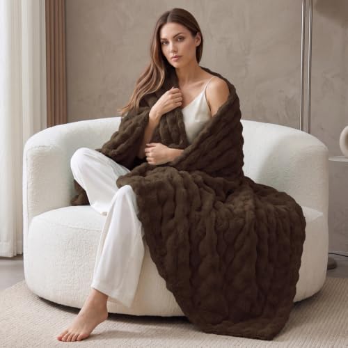 BEDELITE Chocolate Brown 3D Fleece Bubble Twin Blanket for Bed, 60x80 Inch - color: Chocolate Brown, size: Twin(60"x80")