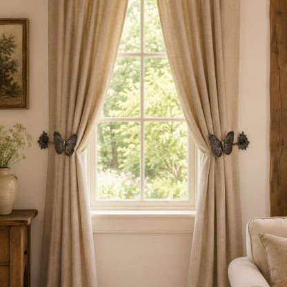 Butterfly Curtain Holdbacks Rustic Metal Set of 2