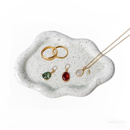 Jewelry Tray for Women, Cloud Shape Ceramic Trinket Dish, Jewelry Organizer Storage Holder for Ring Earring Bracelet Necklace, Make Up Organizer (White) (Stone White) - color: Stone White