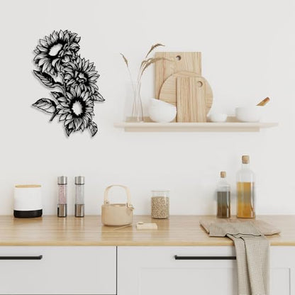 Sunflower Metal Wall Decor - Rustic Farmhouse Room Decor Simple Flower Black Wall Art Home Decor for Living Room, Bathroom, Bedroom, Dining Room, Garden (Black)