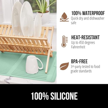 GORILLA GRIP Patented BPA-Free Silicone Dish Drying Mat, 18x16, Mint - color: Mint, size: 18" x 16", style: Silicone