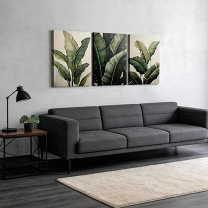 Doqueodas 3Pcs Tropical Leaf Canvas Wall Art16 x 24 inch Framed - color: Banana leaf plants Framed, size: 24"Lx 16"W