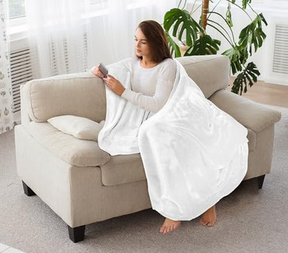 Utopia Bedding Soft Fleece Bed Blanket Throw XL Size White (50x70 Inch) - color: White, size: Throw XL (50x70 Inch)