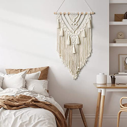 Dremisland Macrame Wall Hanging Boho Geometric Woven Tapestry Wall Decor - color: Beige-