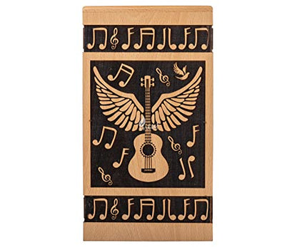 Guitar Wings Wood Keepsake Urn for Human Ashes, 20 Cu in, Beechwood - color: Beechwood, size: Keepsake (20 Cu In, Share of Ashes)