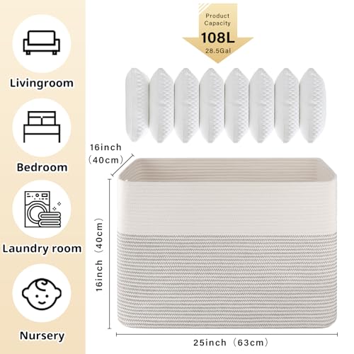 OIAHOMY 108L Extra Large Blanket Basket Dog Toy Basket Black/White - color: Black/White
