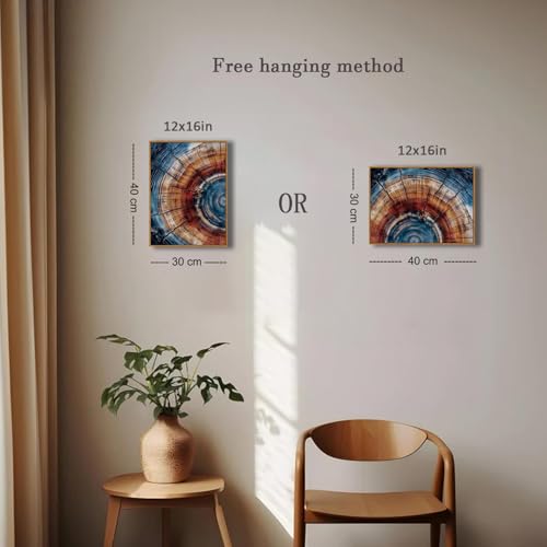 BingruiArt Faux Wood Tree Ring 01 Canvas Wall Art 12x16 Framed - color: Tree Ring - 01, size: 16"L x 12"W