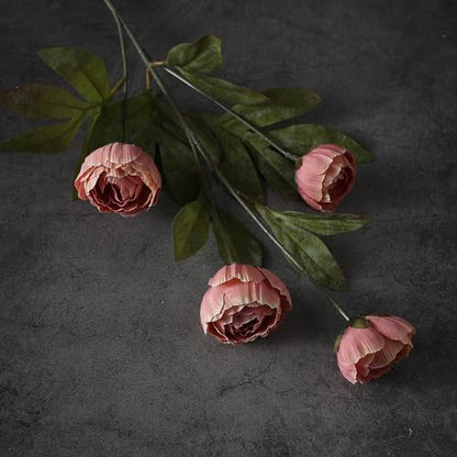 6 Pcs 27" Faux Silk Peony Artificial Flowers Stems for Vase (Dusty Pink) - color: Dusty Pink