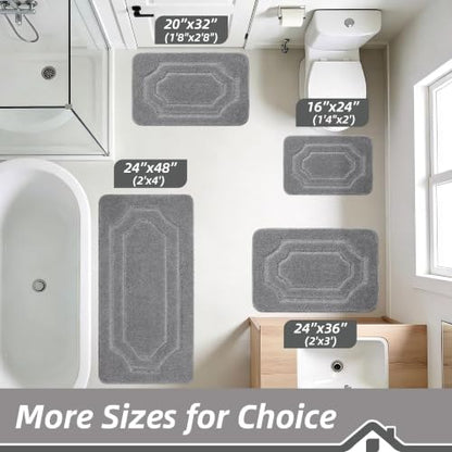 BEQHAUSE Bathroom Rugs Non Slip Bath Mat Soft Absorbent, 24"x48", Grey - color: Grey, size: 2' x 4' (Rectangular)