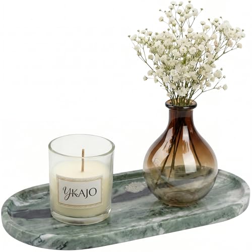 YKAJO Victoria Green Oval Marble Tray, 11.8x5.9 Vanity Perfume Organizer - color: Victoria Green, size: 11.8" x 5.9" x 0.6"