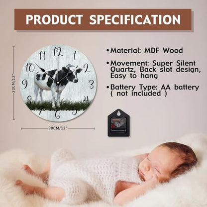 Holstein Cow Wall Clocks Farm Milk Cow Kitchen Wall Clock - color: Style-8, size: 12 Inch