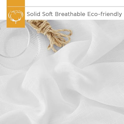 RYB HOME Semi Sheer Curtains 95 inches Long for Living Room - color: White, size: 52"W x 95"L (Pack of 2)