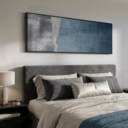 Large Framed Blue Gray Landscape Abstract Wall Art, Long Vertical 20x60 In - color: Blue Silver Abstract, size: 60"L x 20"W
