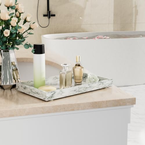 Decorative Natural Marble Vanity Trays,11.8x7.9x1.2in,Cyan Green - color: Cyan Green Texture