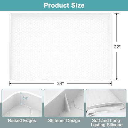 Under Sink Mat for Kitchen Waterproof, Silicone Sink Mat, White, 34" x 22" - color: White, size: 34" x 22"