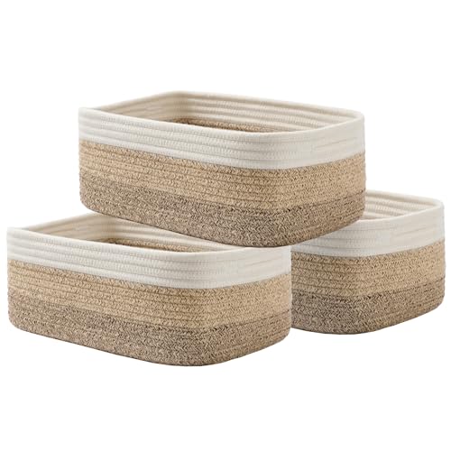 KALLAX Small Woven Storage Basket for Organizing, 13.5x9.5x5 inches, 3 Pack - color: Gradient Brown, size: 13.5"L x 9.5"W x 5"H