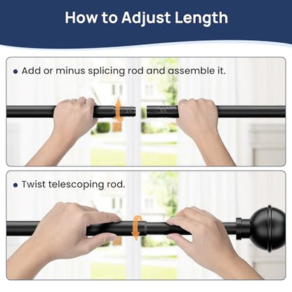 ENJOYBASICS 2 Pack 28-60" No Drill Curtain Rods, Renter Friendly, Black - color: Black, size: 27-65"