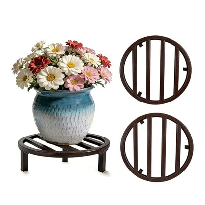 3 Pack 12 Inch Metal Plant Stands Outdoor Indoor Pot Riser,Coffee - color: 11.81"-Coffee