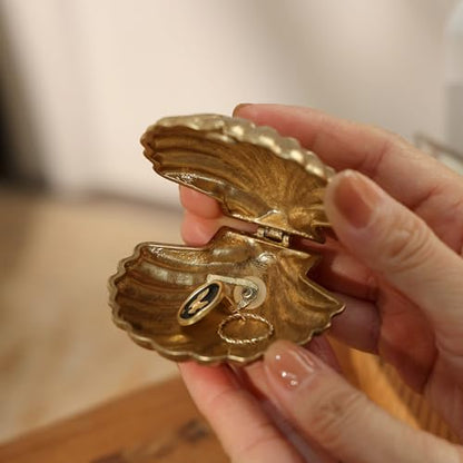 NIKKY HOME Gold Seashell Trinket Jewelry Box, Mini Ring Storage Organizer