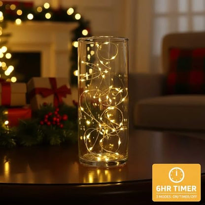 QBIS Warm White Christmas Lights Battery Operated, 40 Micro LEDs 6.5ft 2 Pk - size: 2PK-40 Warm White