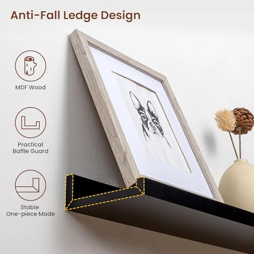 Axeman 30 Inch Floating Shelves, Black Picture Ledge Shelf Set of 4 - color: Black, size: 30 Inch
