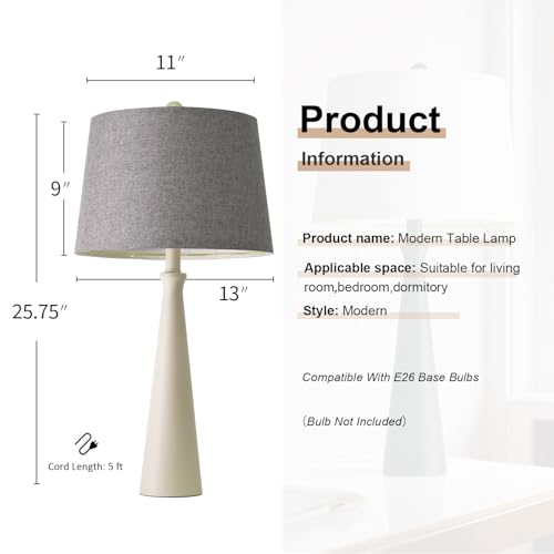Oneach 25.75" Modern Table Lamp for Bedroom Set of 2, USB C Port, White - color: White