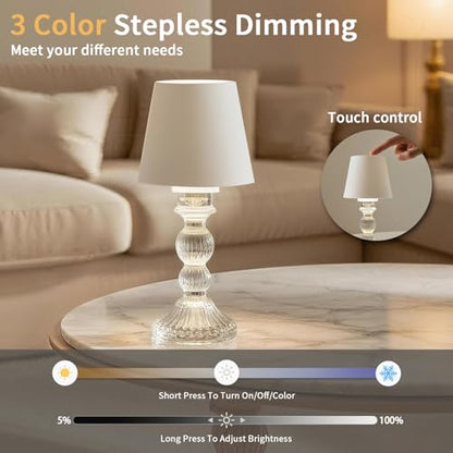 MJ PREMIER Small Rechargeable Lamp, Wireless Lamp, Battery Operated Lamps - color: White