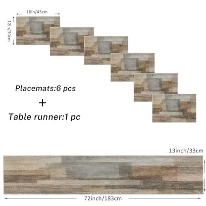 ArtSocket Table Runner and Placemats Set of 6, Art Brown Grey Art Dining - color: Abstract Brown