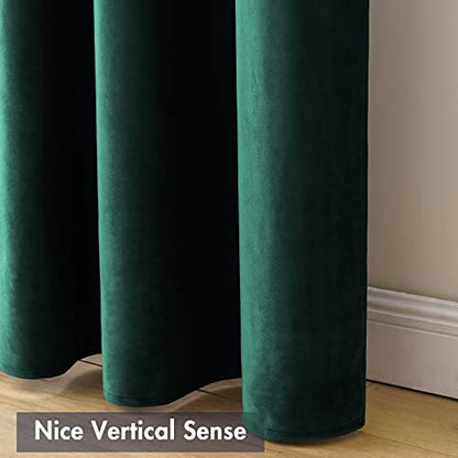 MIULEE Dark Green Blackout Velvet Curtains Drapes 72 Inch Long 52"x72" - color: Dark Green, size: 52"W x 72"L (Pack of 2)