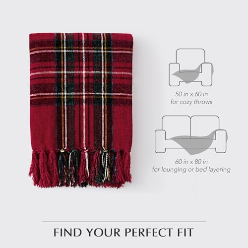 EverGrace Chenille Christmas Throw Blanket, 50"x60", Red Stewart Plaid - color: Plaid Christmas Red, size: 50"x60"