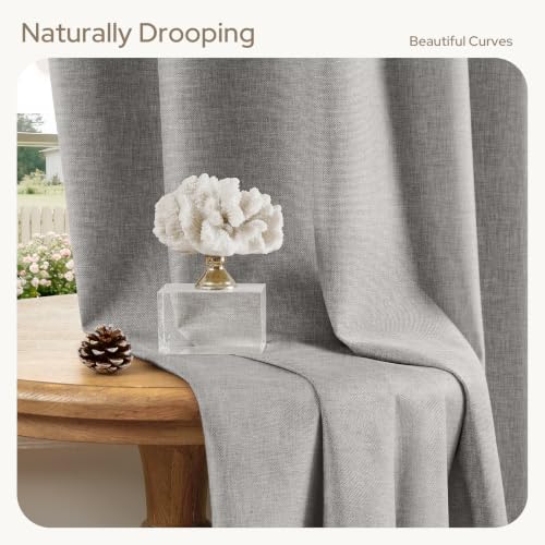 HOMEIDEAS 100% Blackout Gray Faux Linen Curtains 63''L 2 Panels - color: Grey, size: 52"W x 63"L (Pack of 2)