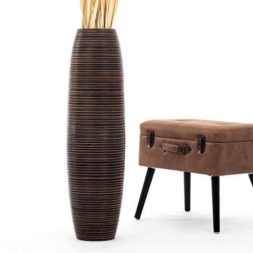 Leewadee Large Floor Vase 34 inches Mango Wood for Pampas Grass, Dried Flowers - color: Brown, size: 34 inches