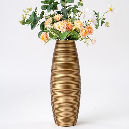 Leewadee - Gold Floor Vase for Pampas Grass, Large Flower Vase for Home Decor, 13 inches, Resin - color: Gold